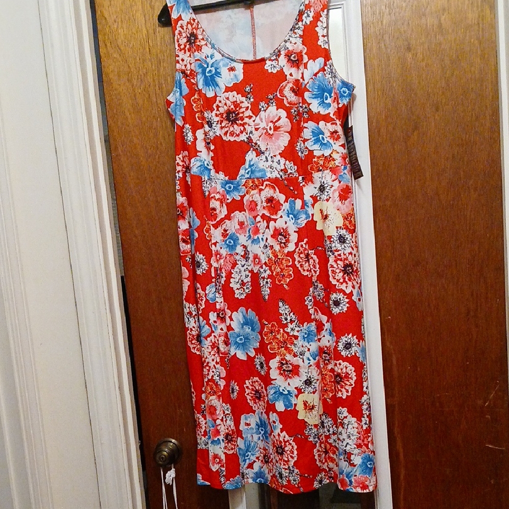 Vibrant Floral Sleeveless Midi Dress